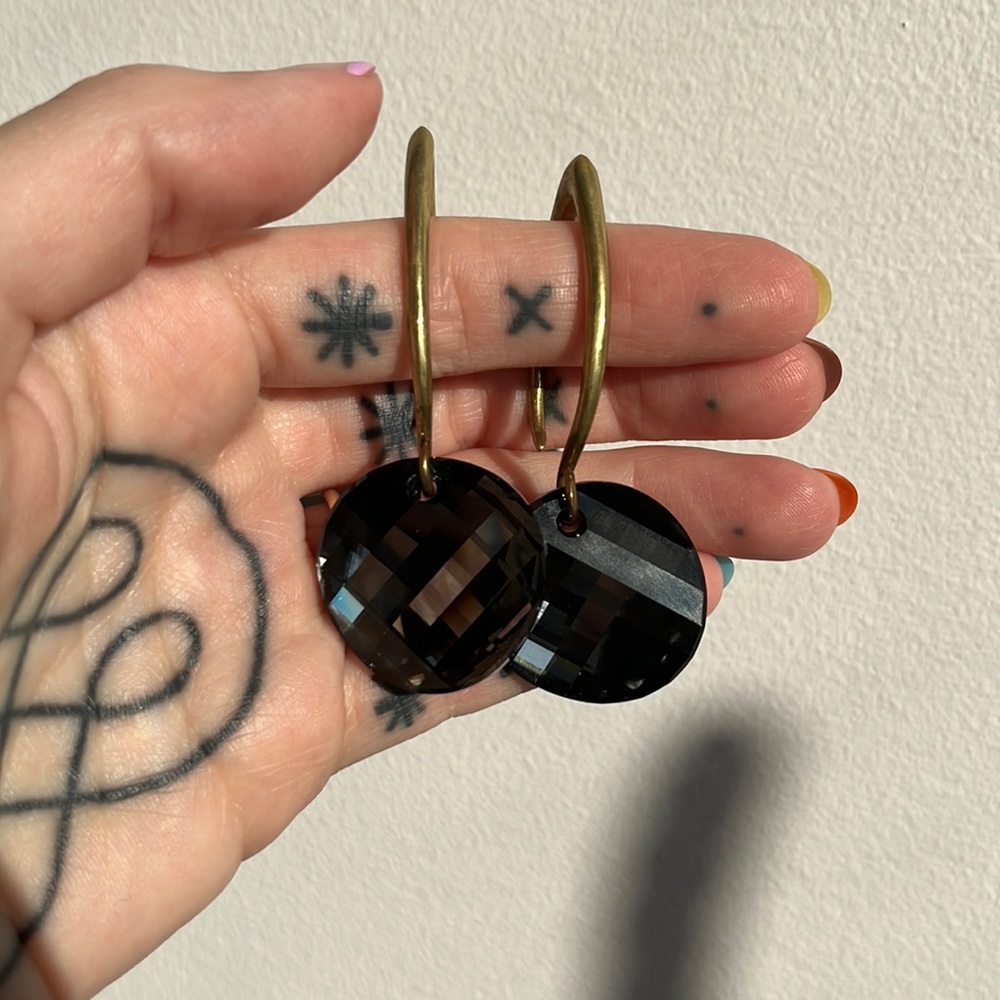 Diablo Organics black diamond Swarovski crystal ear dangles !